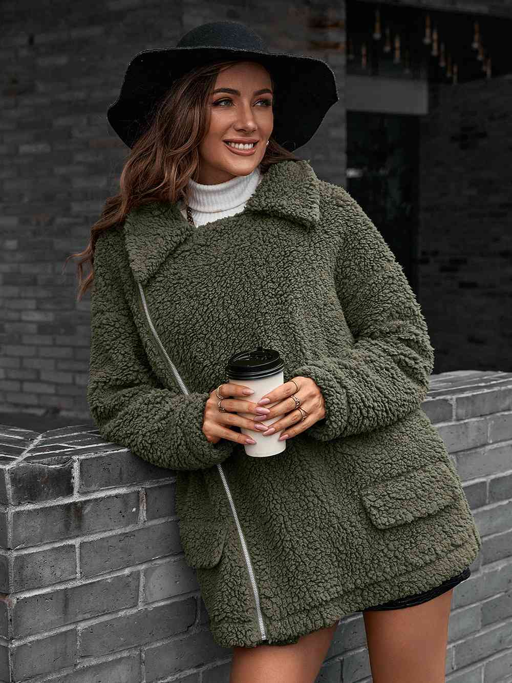 Wendellia | Veste Teddy zippée à double fermeture avec col