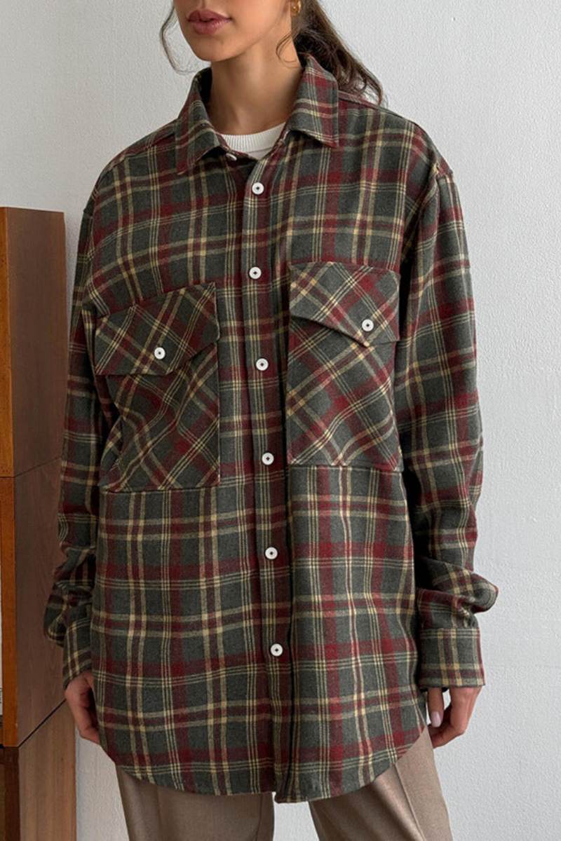 Chemise à carreaux vintage ample et décontractée