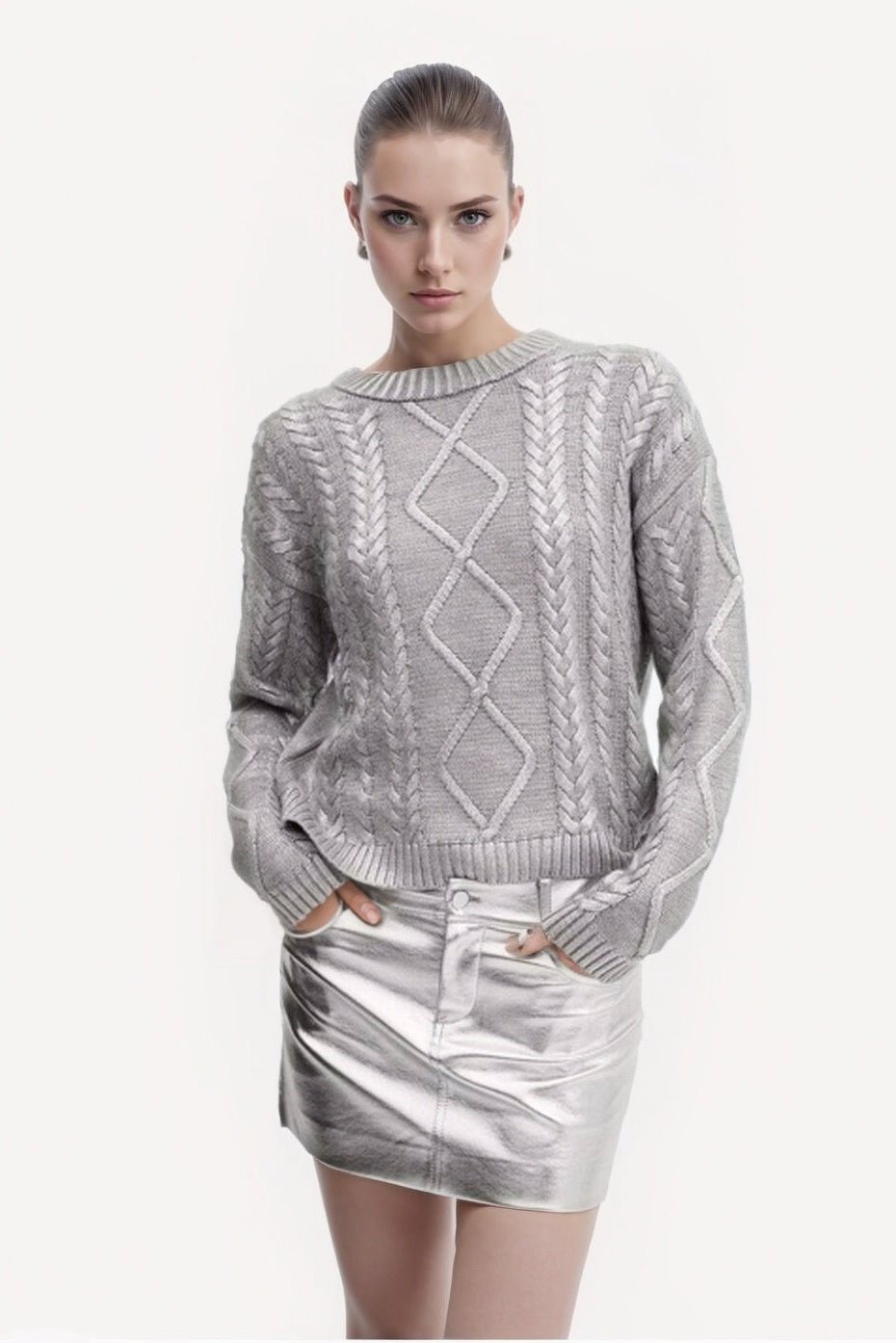 Pull torsadé Geneviève avec feuille métallique