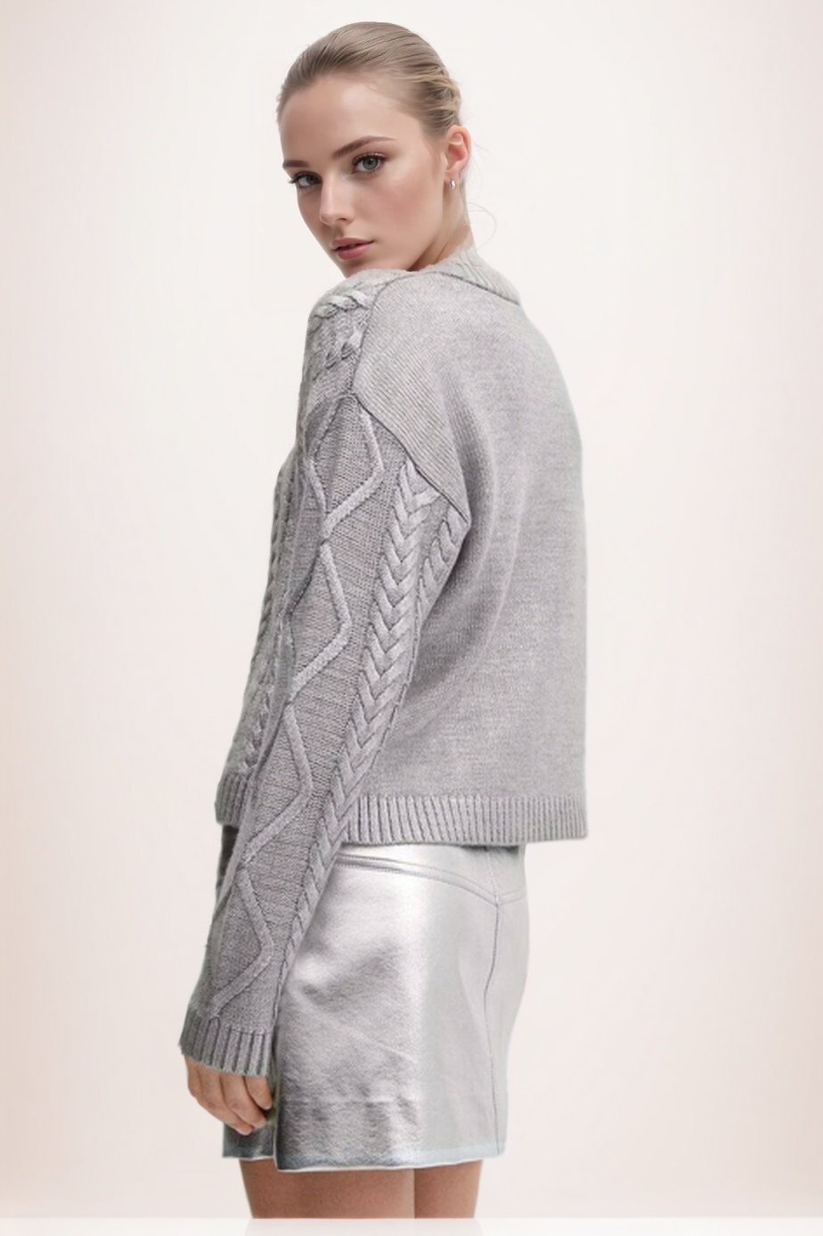 Pull torsadé Geneviève avec feuille métallique