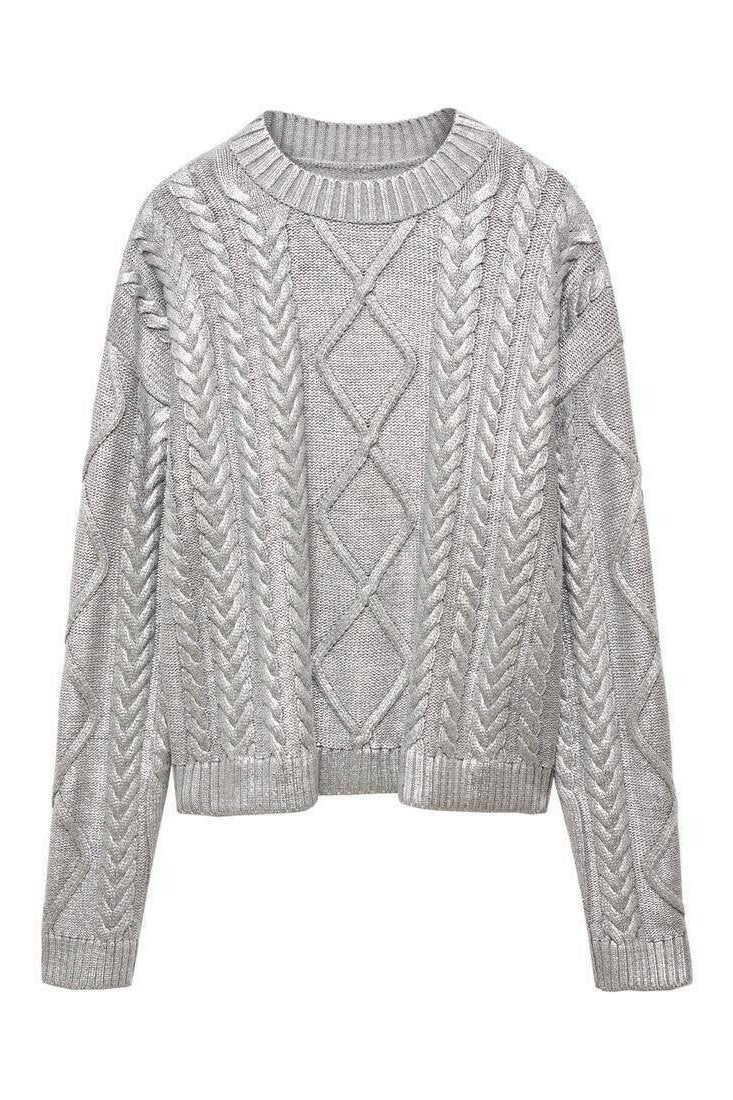 Pull torsadé Geneviève avec feuille métallique