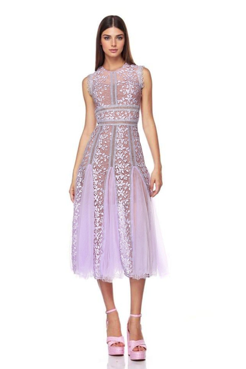 Meliertes Midikleid aus bestickter Spitze