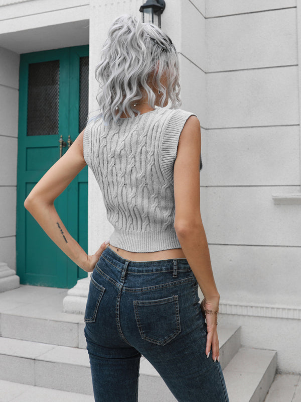 Damen-Pullover mit V-Ausschnitt und frittiertem Teig