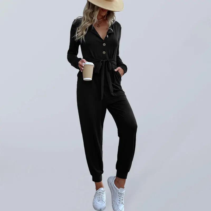 lässiger langärmliger Jumpsuit mit Kapuze für Damen