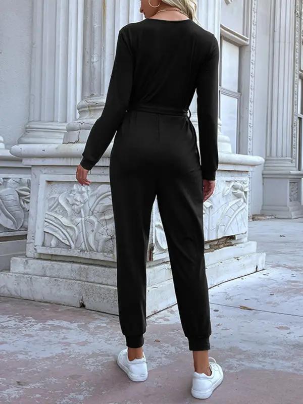 lässiger langärmliger Jumpsuit mit Kapuze für Damen