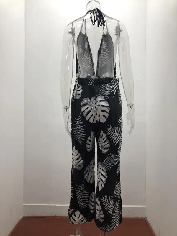 Neckholder-Jumpsuit mit unregelmäßigem Aufdruck für Damen