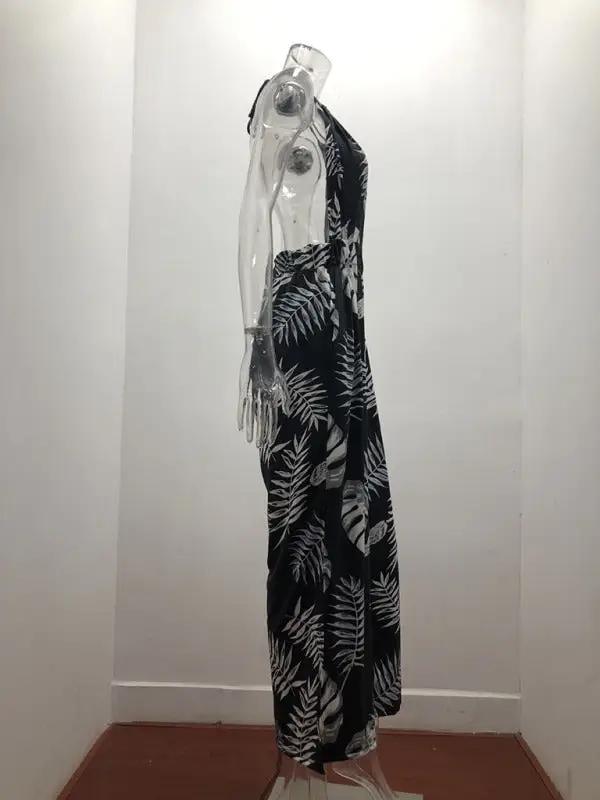 Neckholder-Jumpsuit mit unregelmäßigem Aufdruck für Damen