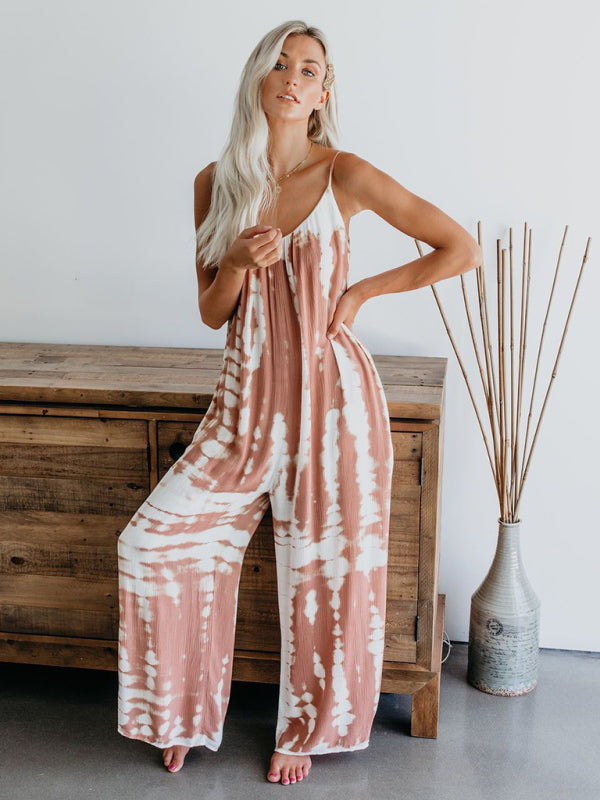 Sexy Jumpsuit mit weitem Bein und Hosenträgern für Damen