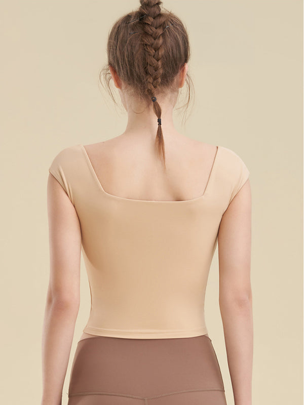 Enganliegendes Sport-Tanktop mit quadratischem Ausschnitt für Yoga-Kleidung für Damen