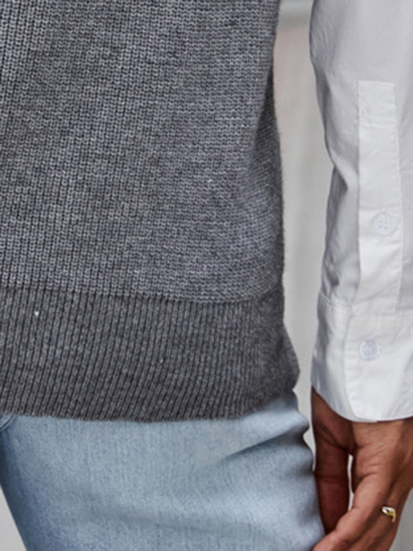 Hochwertige graue Pulloverweste mit V-Ausschnitt, neues Design, ärmellose Weste, lockere Pulloverweste