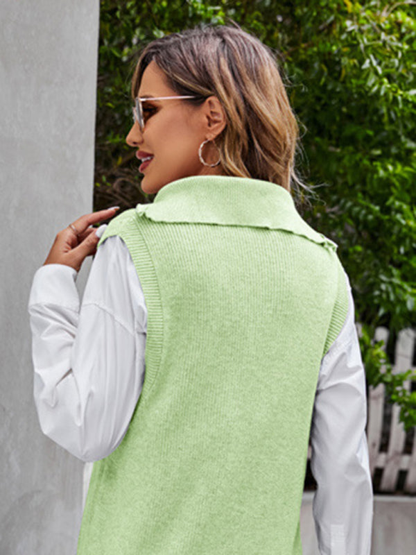 Hochwertige graue Pulloverweste mit V-Ausschnitt, neues Design, ärmellose Weste, lockere Pulloverweste