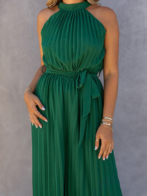 Neuer schulterfreier Neckholder-Jumpsuit mit Falten für Damen