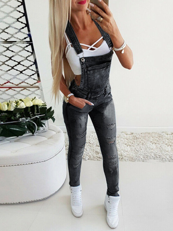 Sexy enge Overalls handgerissene Damenjeans