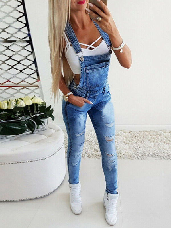 Sexy enge Overalls handgerissene Damenjeans