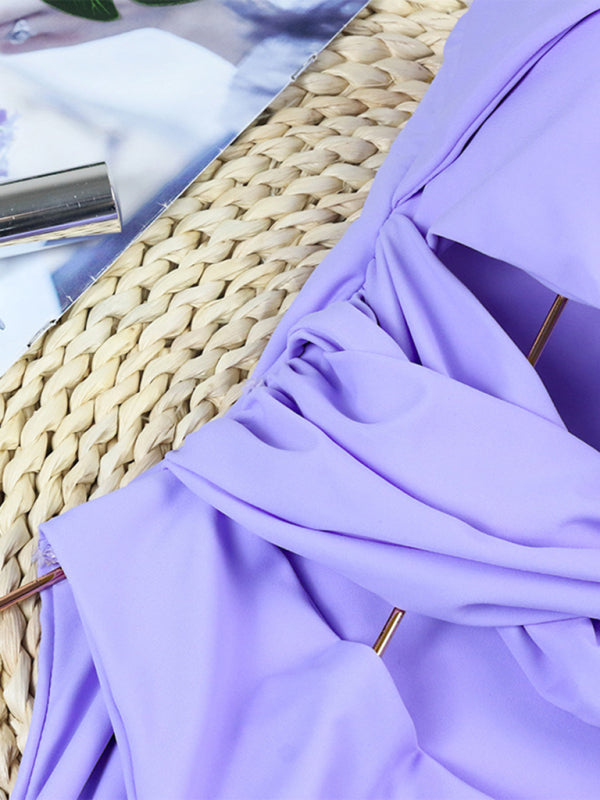 Neuer einteiliger Badeanzug einfarbig sexy aushöhlen rückenfrei einteiliger Bikini-Badeanzug