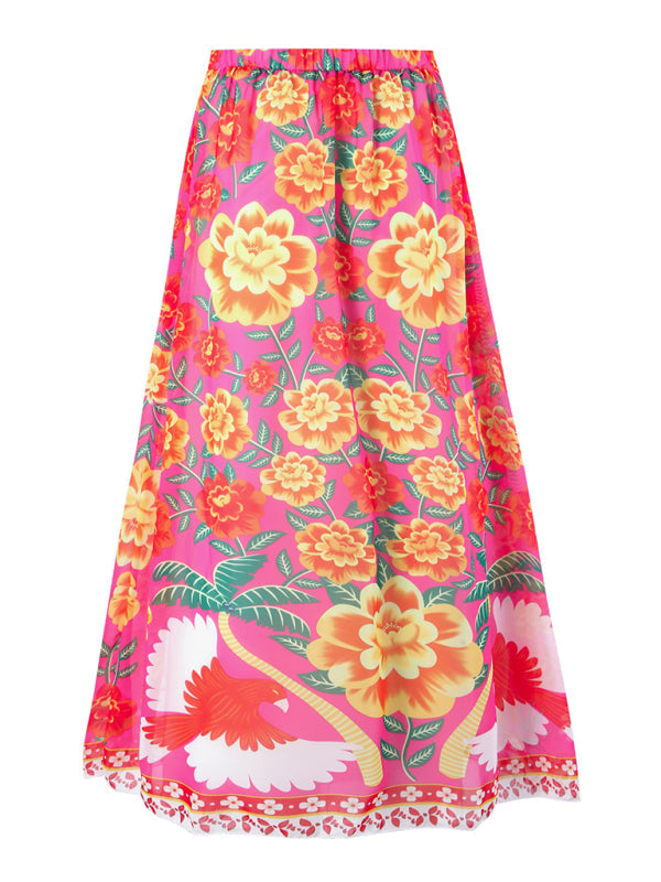 Neuer Modetrend: Sexy Badeanzug mit Blumenmuster, Rock (Einzelteil)
