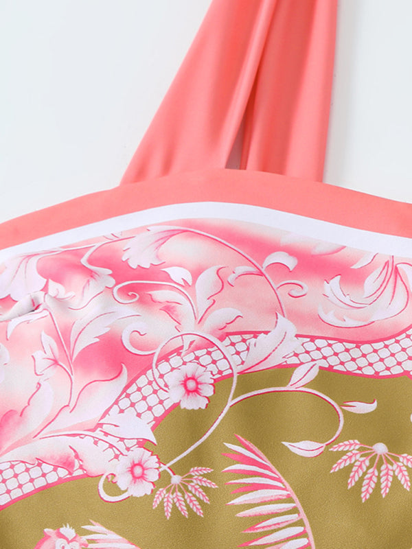 Neuer sexy Riemchenbadeanzug mit Kokosnuss-Print, Rock (einteilig)