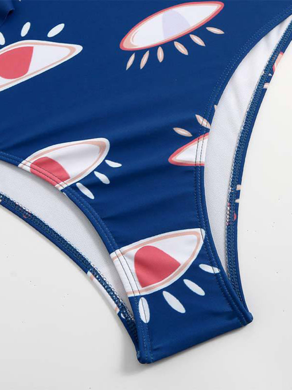 Neuer einteiliger Badeanzug/geteilter Bikini mit Rüschen und Teufelsauge