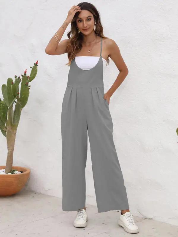 Neue einfarbige lässige Hosenträgerhose