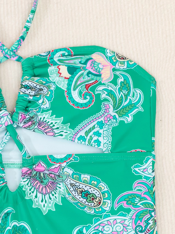 Neuer einteiliger Damen-Badeanzug mit Neckholder und Schnürung