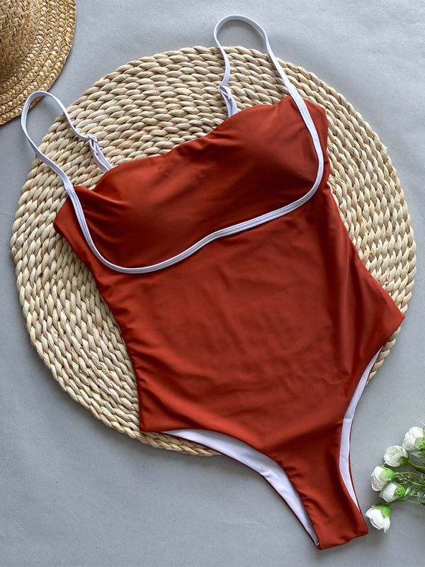 Modischer, sexy Badeanzug in Kontrastfarbe für Damen