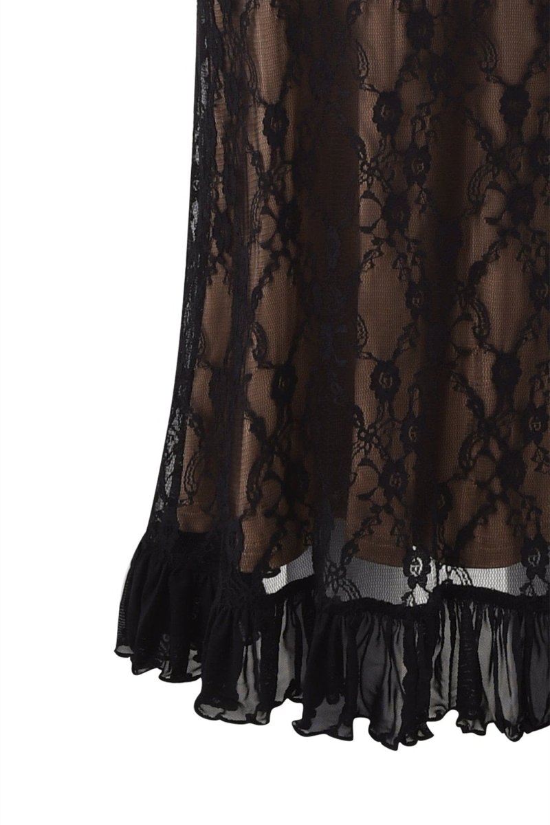 Ina Maxikleid mit Rüschen und Blumenspitze