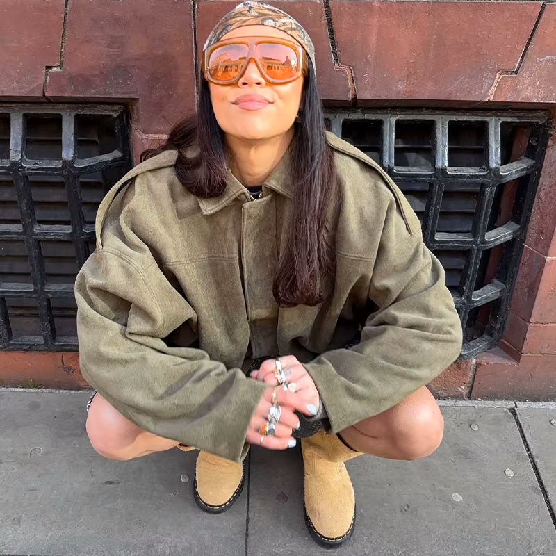 ZA Oversized Wildlederjacke