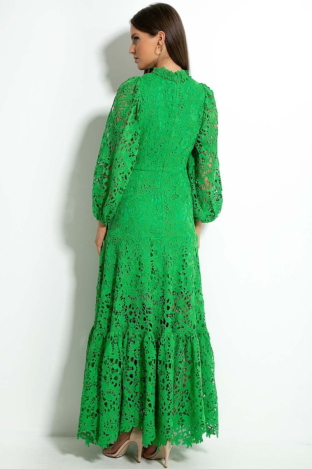 Joa – Ausgestelltes Maxikleid mit bestickter Spitze
