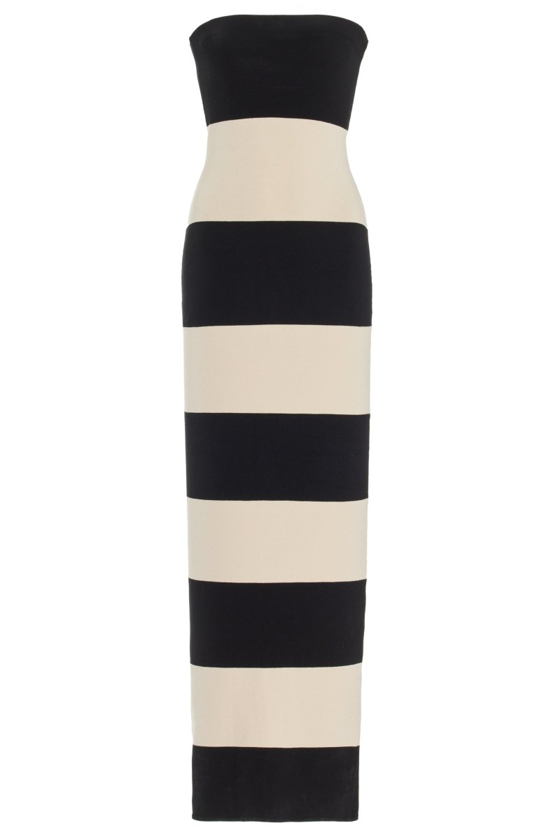 Trägerloses, gestreiftes Midi-Strickkleid „Joanne“
