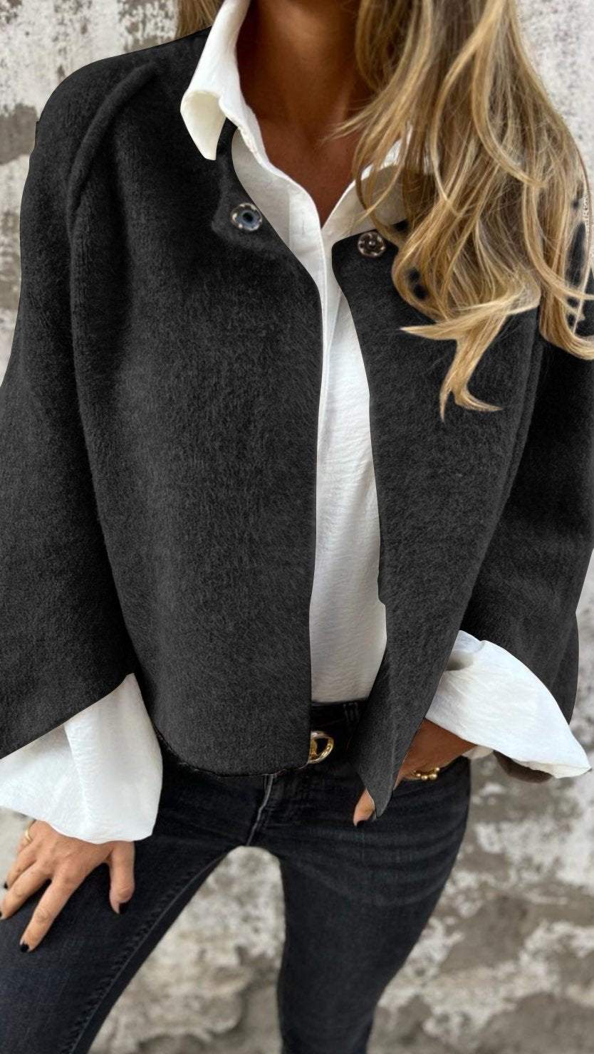 ChicComforts™ | Manteau en laine à manches longues et col rond