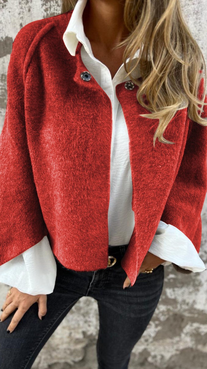 ChicComforts™ | Manteau en laine à manches longues et col rond