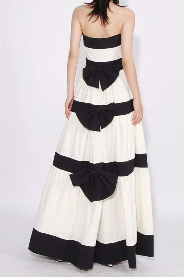 Karen Maxikleid mit Schleife und Farbblockdesign