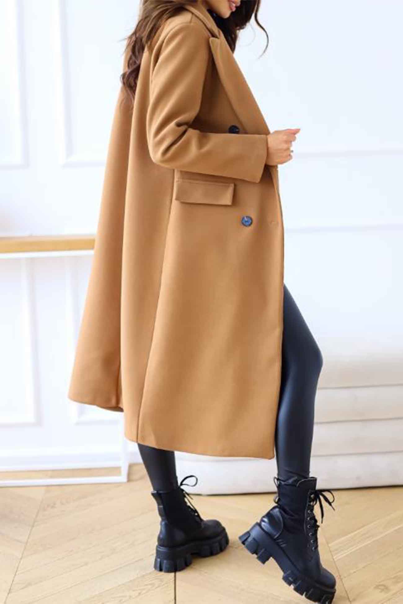 Wivor | Manteau croisé avec col à revers – style élégant pour les journées fraîches