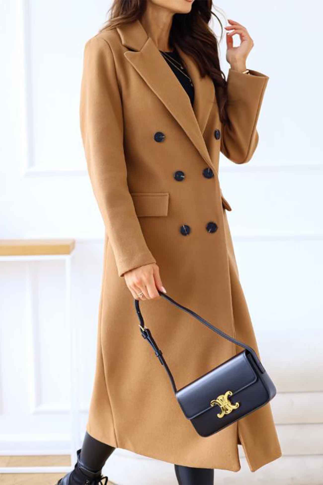 Wivor | Manteau croisé avec col à revers – style élégant pour les journées fraîches