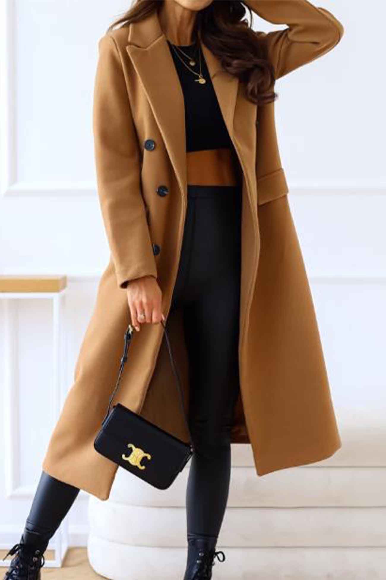 Wivor | Manteau croisé avec col à revers – style élégant pour les journées fraîches