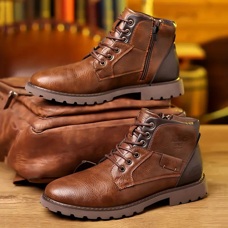 Mats - Herren Lederstiefel mit Reißverschluss