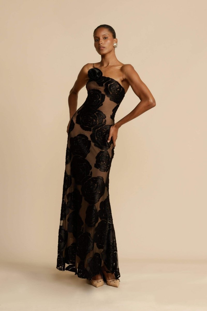 Lindsay – Einschultriges Maxikleid mit Blumenmuster