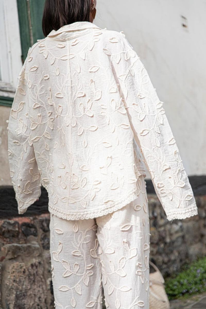 Ensemble deux pièces unique, décontracté et ample en jacquard de style resort