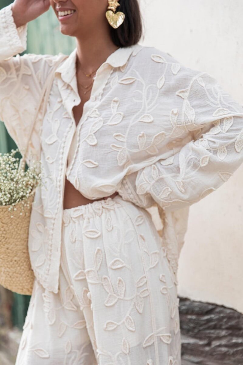 Ensemble deux pièces unique, décontracté et ample en jacquard de style resort