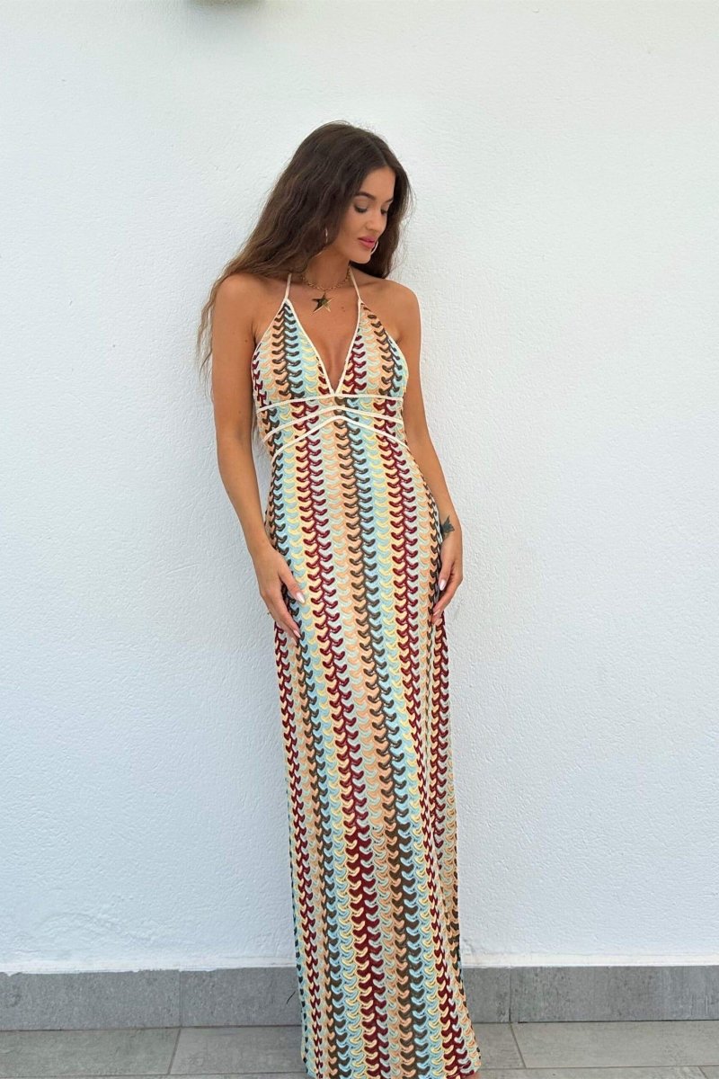 Lydia Neckholder-Maxikleid aus Häkelstoff