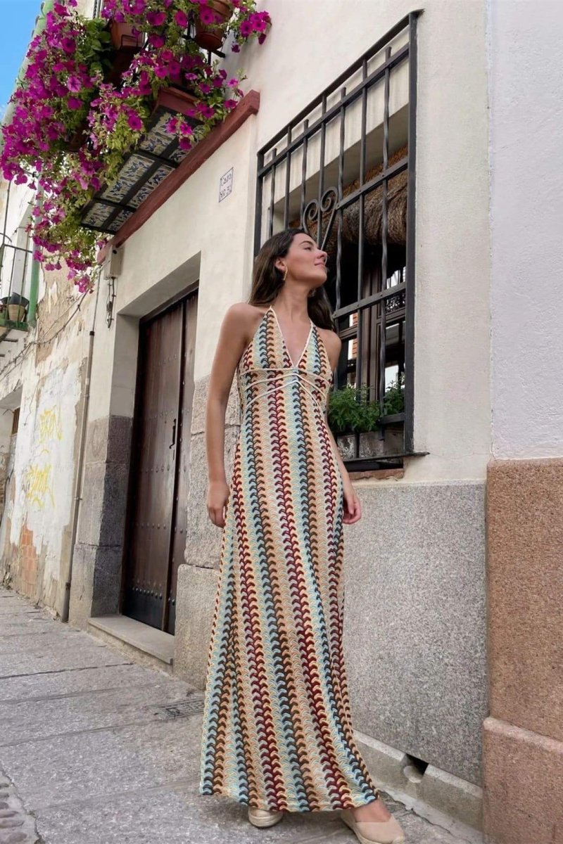 Lydia Neckholder-Maxikleid aus Häkelstoff