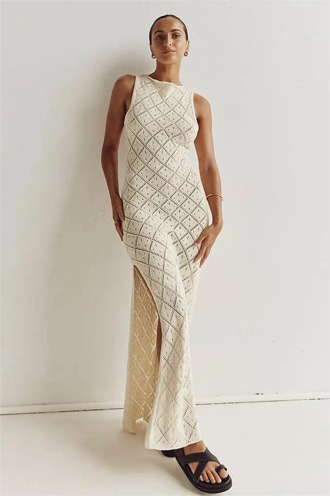 Lynn – Maxikleid aus Strick mit Schlitz