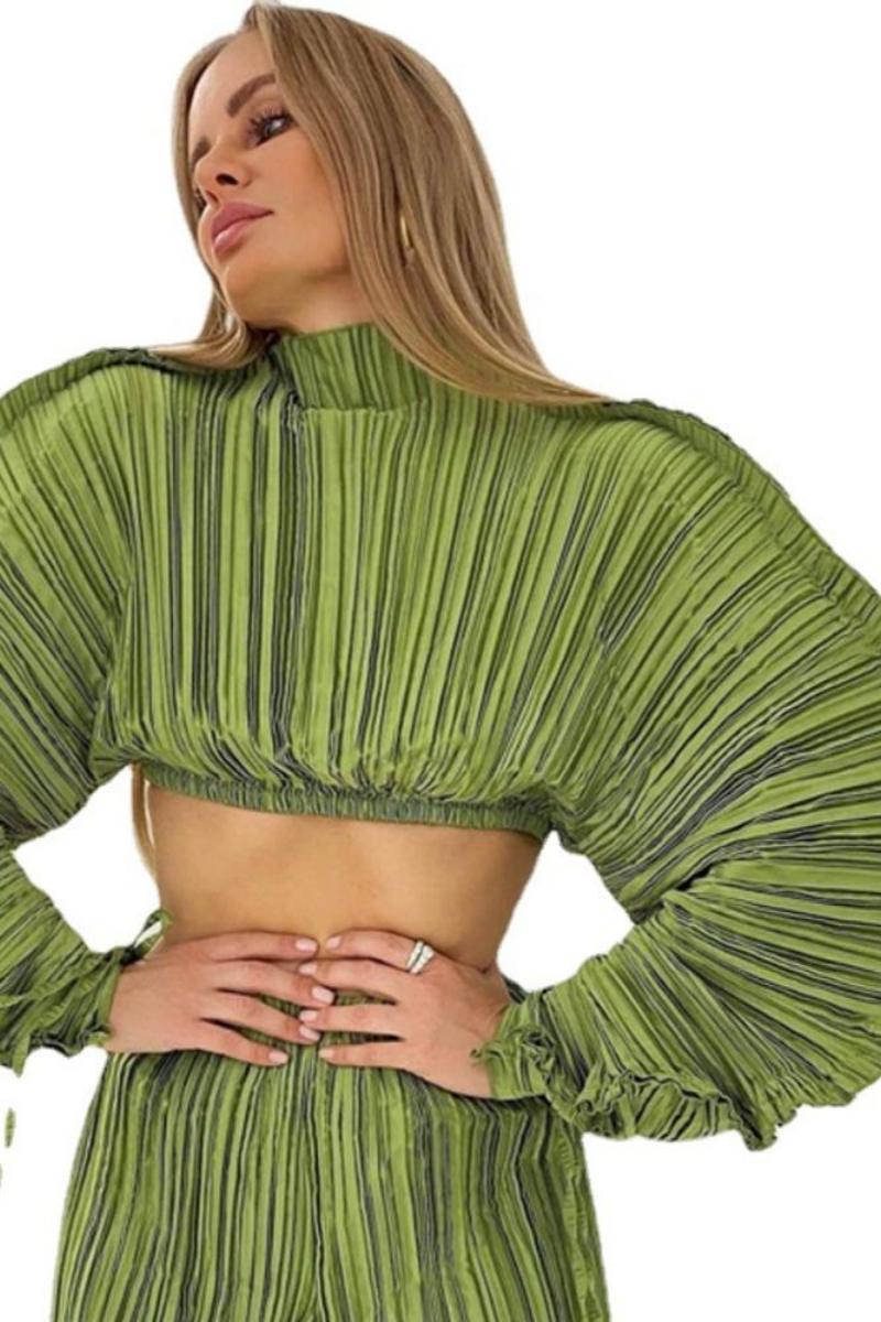 Mabel Plissee-Crop-Top mit Fledermausärmeln