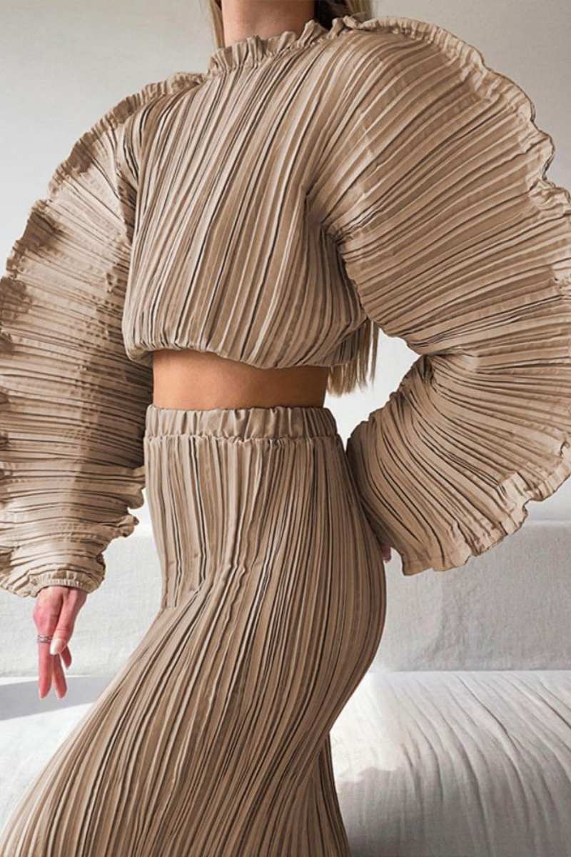 Mabel Plissee-Crop-Top mit Fledermausärmeln