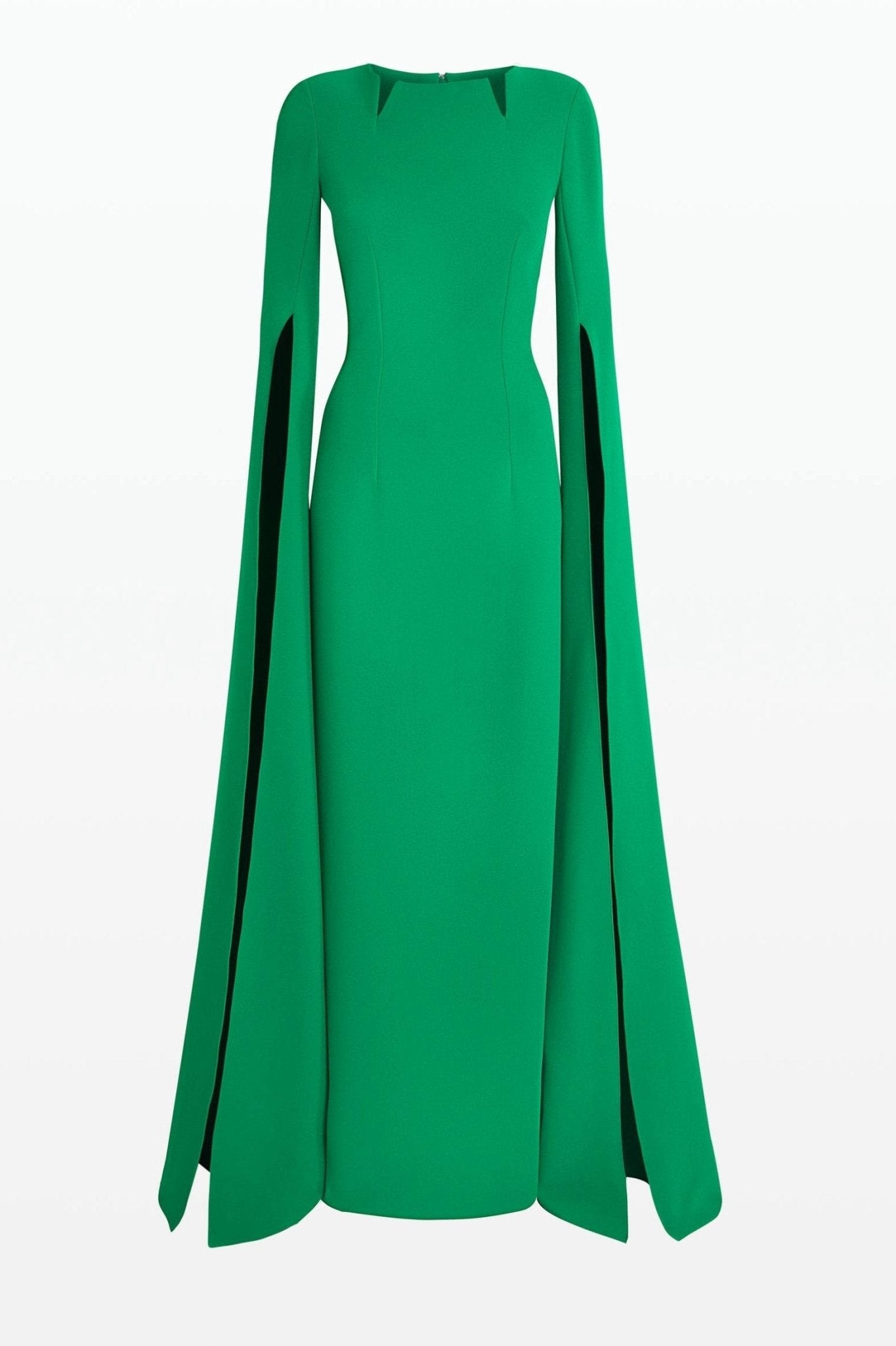 Madge Maxikleid mit spitzem Kragen und langen Ärmeln