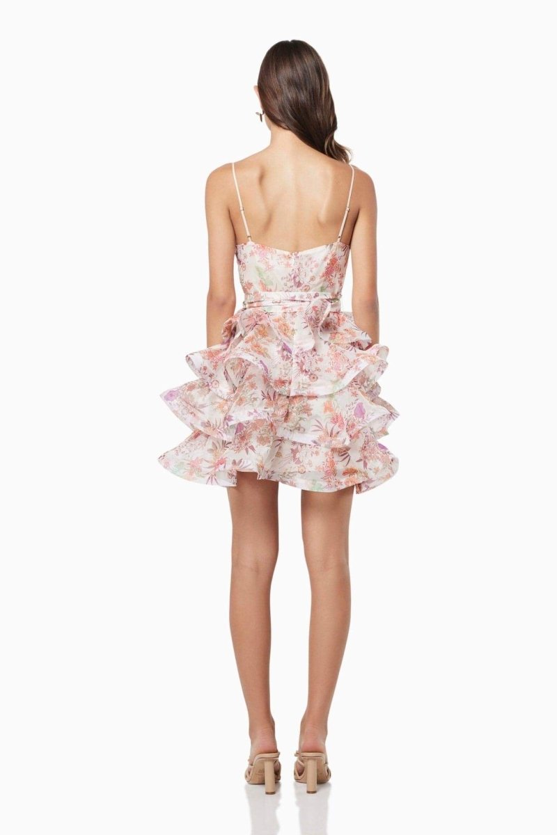 Monica Minikleid mit Rüschen und Blumendruck