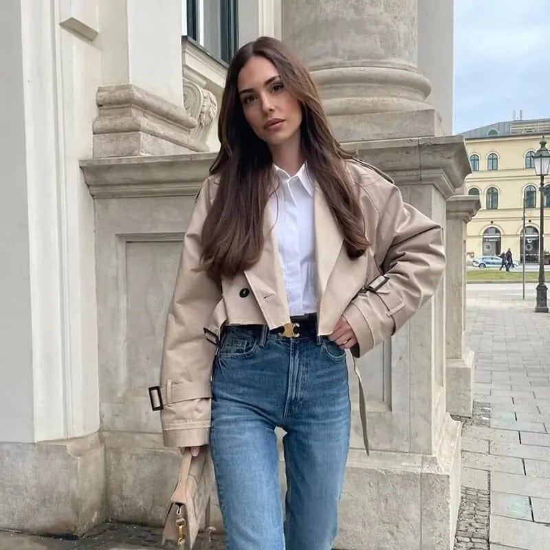 Gekürzter Trenchcoat mit Gürtel