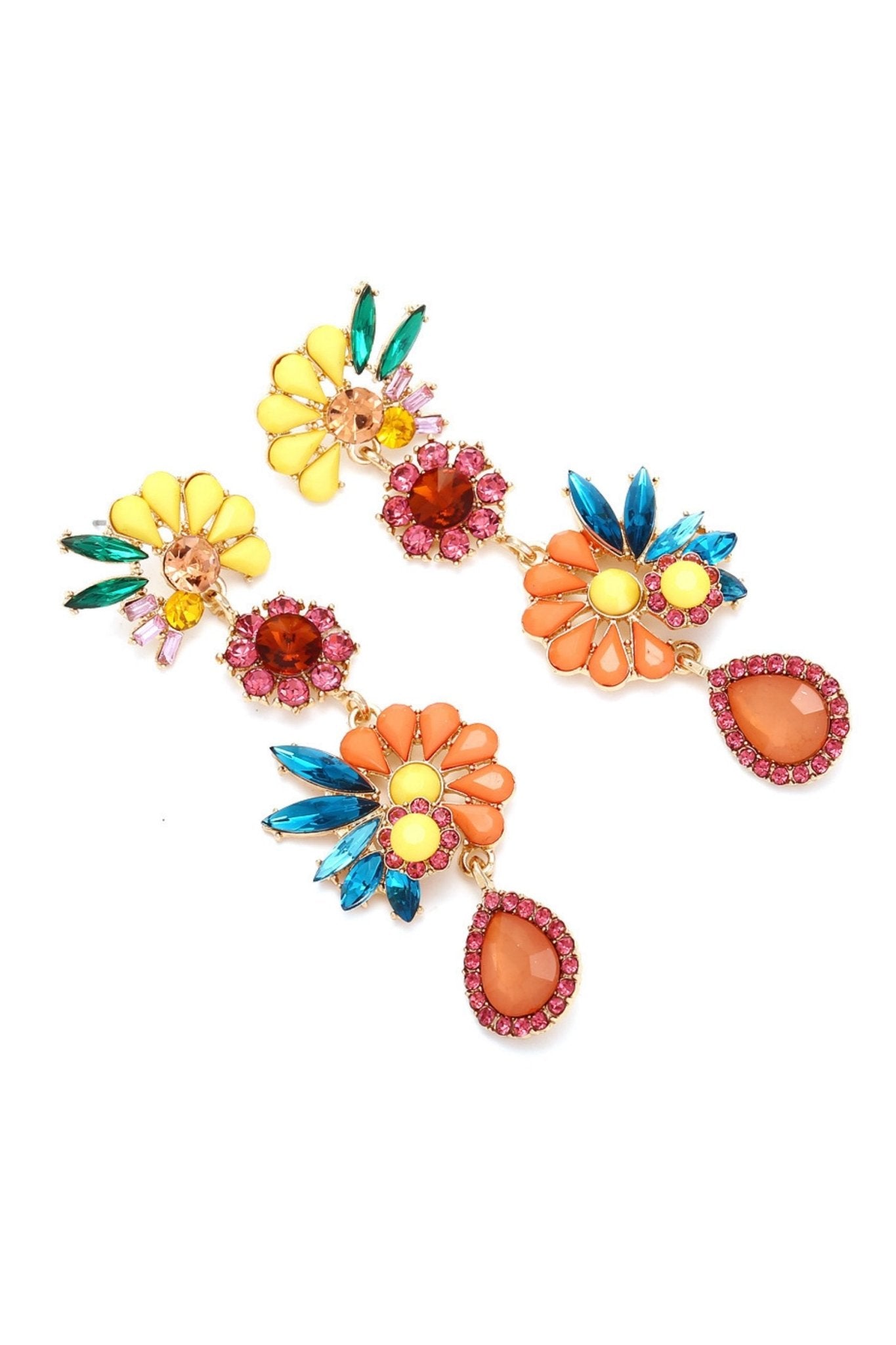 Neil - Boucles d'oreilles pendantes en acrylique avec motif floral