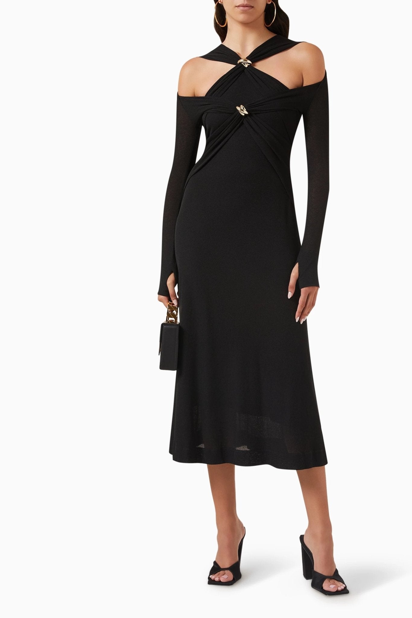 Nita Midi-Strickkleid mit Cut-outs und überkreuztem Oberteil
