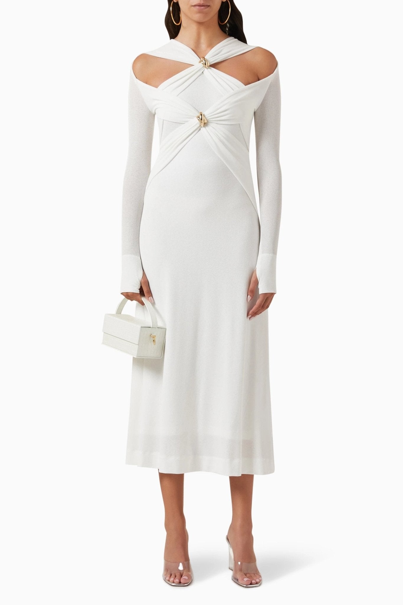 Nita Midi-Strickkleid mit Cut-outs und überkreuztem Oberteil